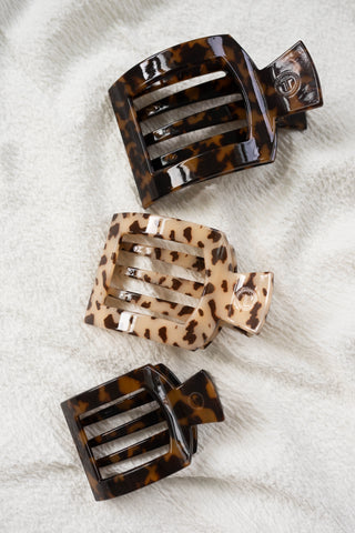 Tortoise Small Flat Square Hair Clip