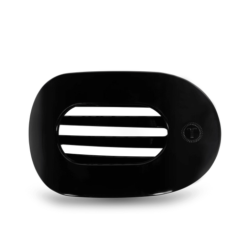 Jet Black Large Flat Round Hair Clip