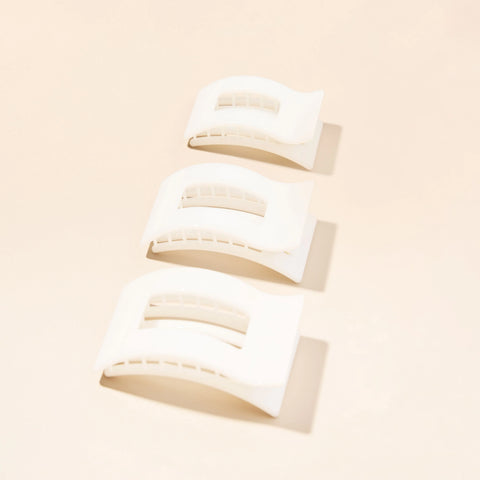 Coconut White Medium Flat Rectangle Hair Clip