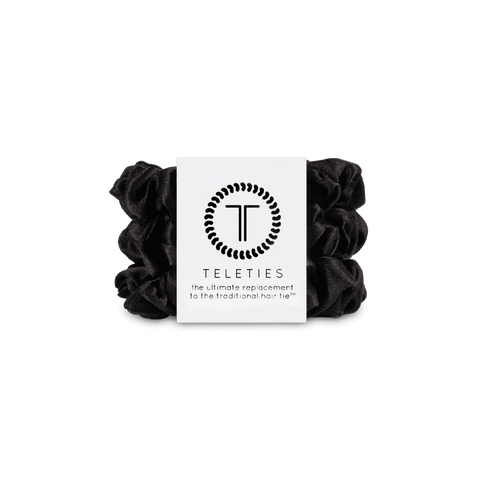 Jet Black Small Silk Scrunchies