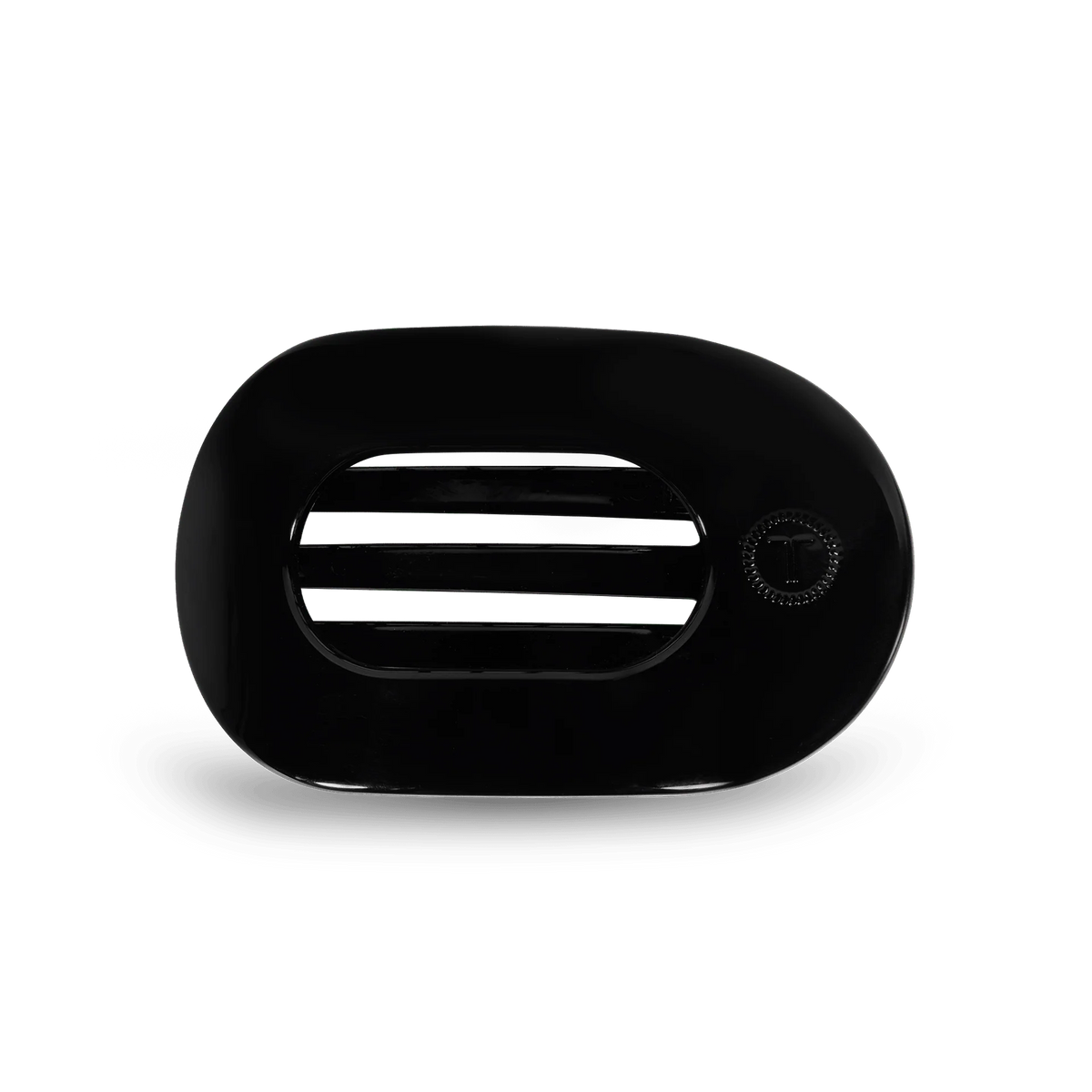 Jet Black Small Flat Round Hair Clip