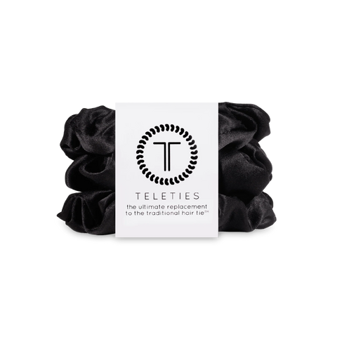 Jet Black Large Silk Scrunchies